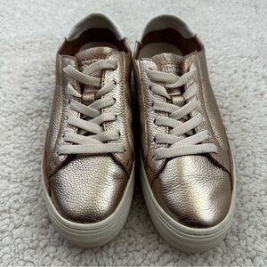 Soludos Ibiza Classic Rose Gold Leather Sneaker Women’s Size 7